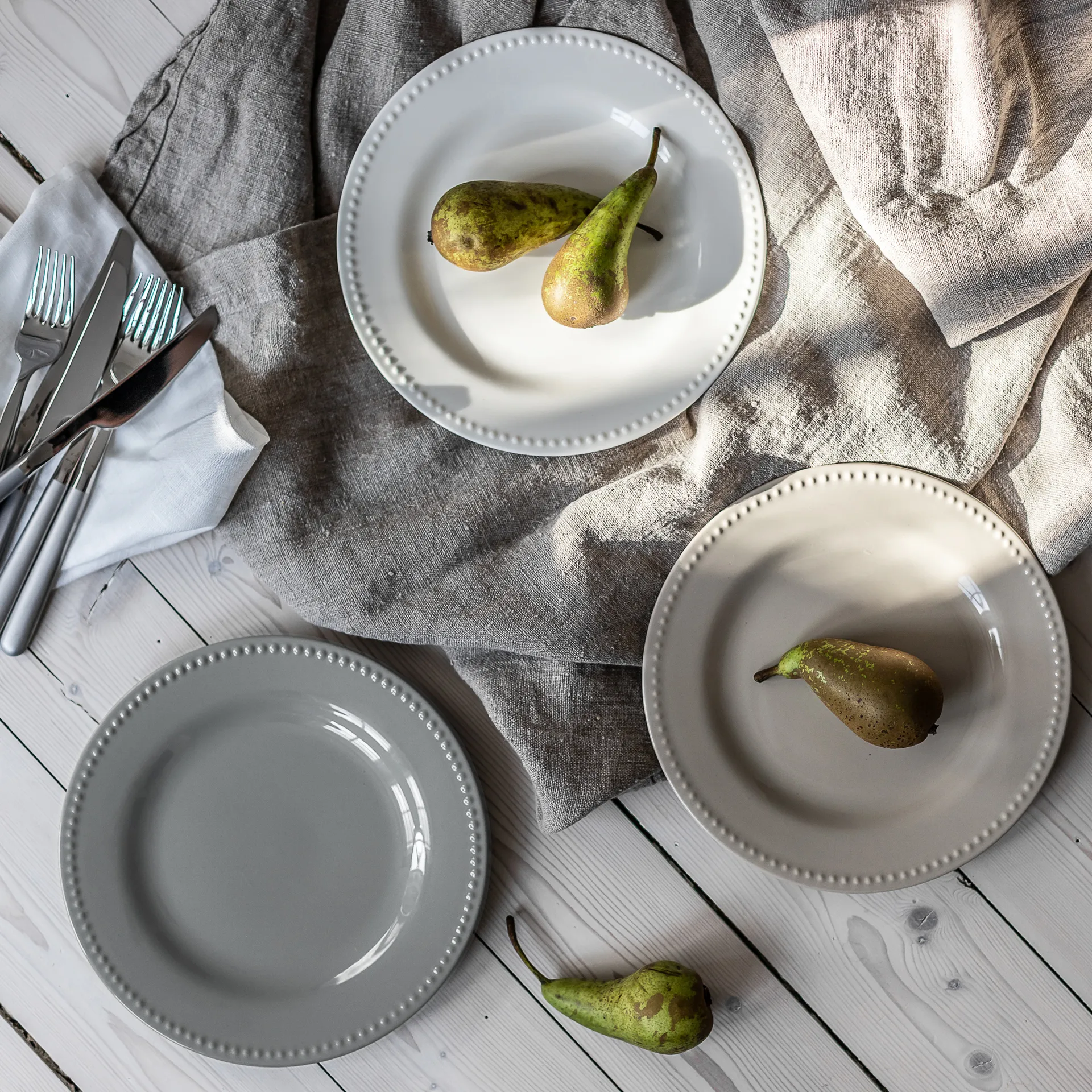 Dots liten tallerken 22 cm 4 stk, Kremhvit Scandi Living