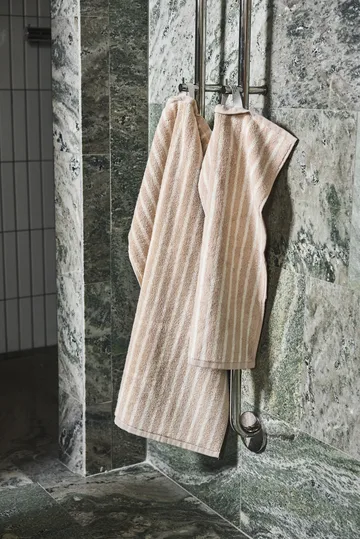 Drift håndklesett 4 deler - Beige-hvit - Scandi Living