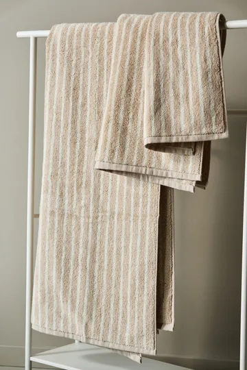 Drift håndklesett 4 deler - Beige-hvit - Scandi Living