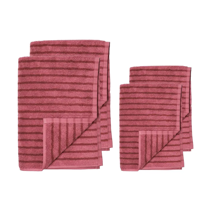 Drift håndklesett 4 deler - Rosa-rød - Scandi Living