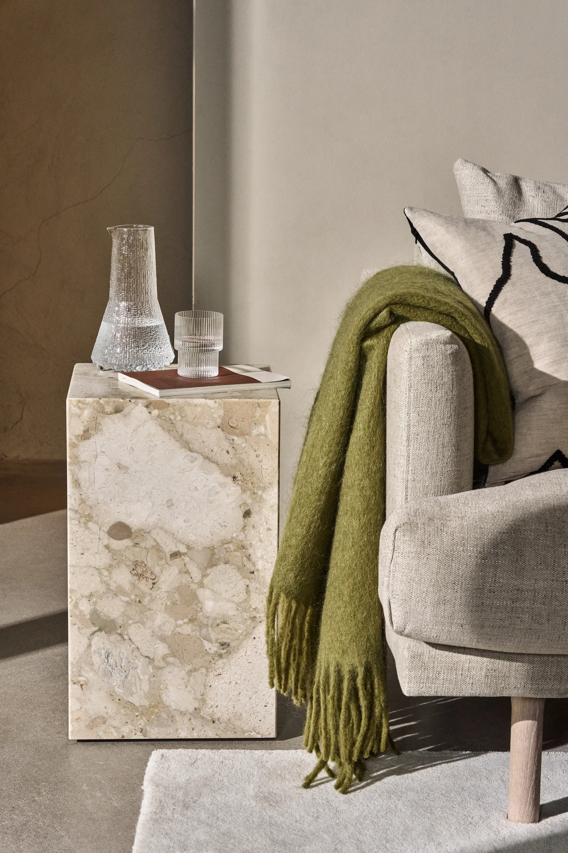 Dune mohair pledd 130x170 cm, Olive Scandi Living