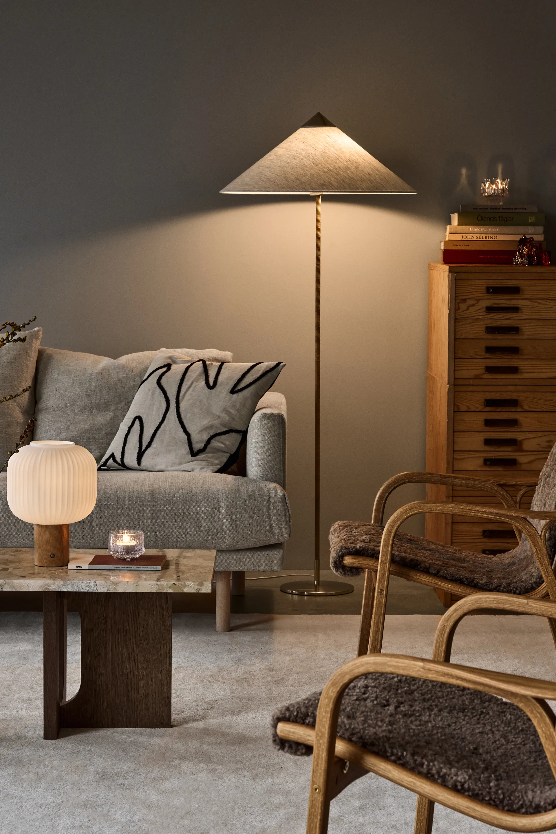 Fair portabel bordlampe, Frostat glass-ask Scandi Living