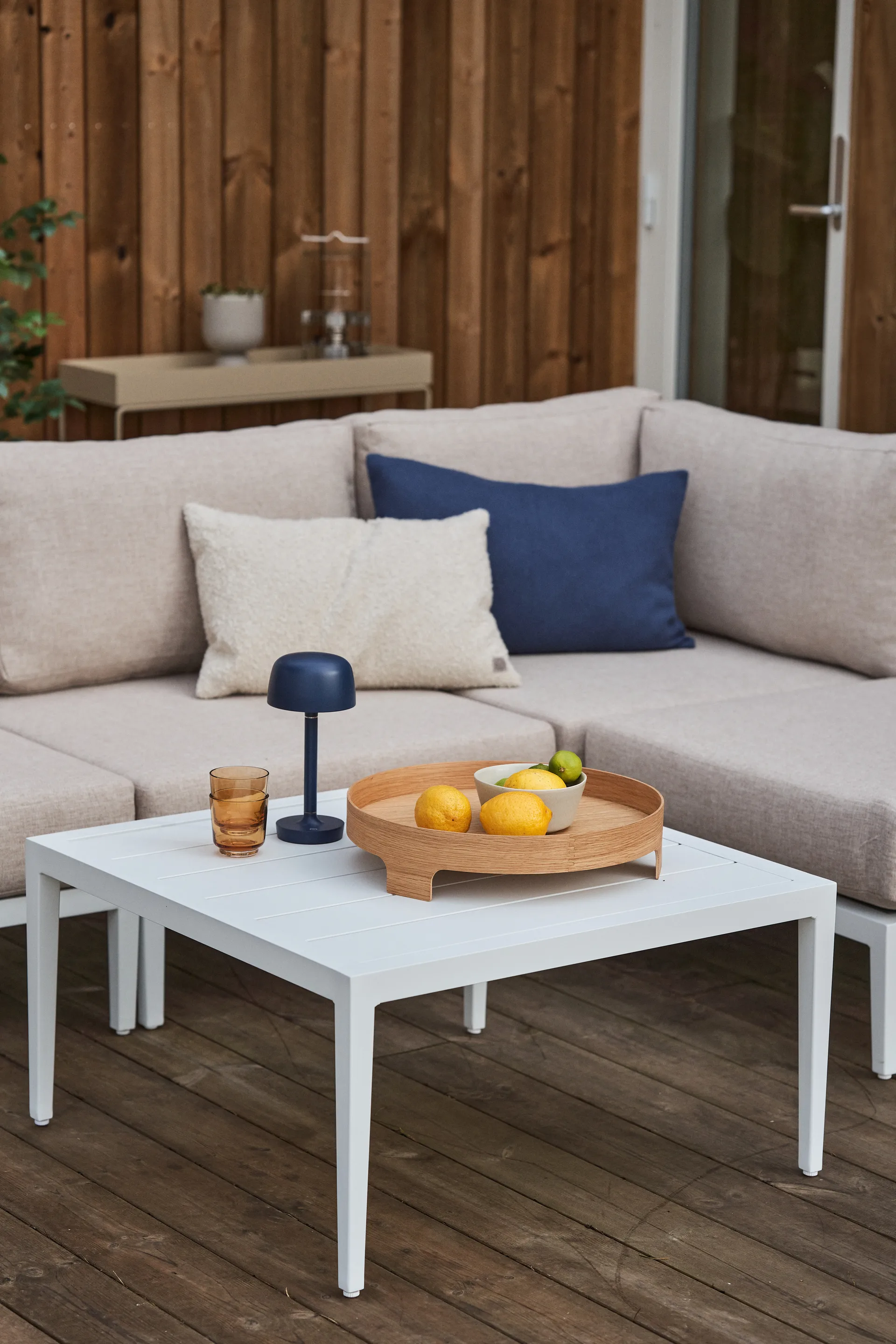 Halo bærbar bordlampe 25,5 cm, Blue Scandi Living