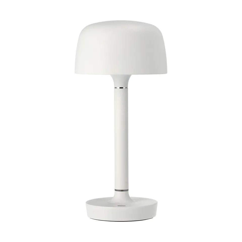Scandi Living Halo bærbar bordlampe 25,5 cm hvit white stål aluminium IP54 touch-dimmer 250lm 3000K USB-C batteri 689 kr 65% rabatt NordicNest minimalistisk