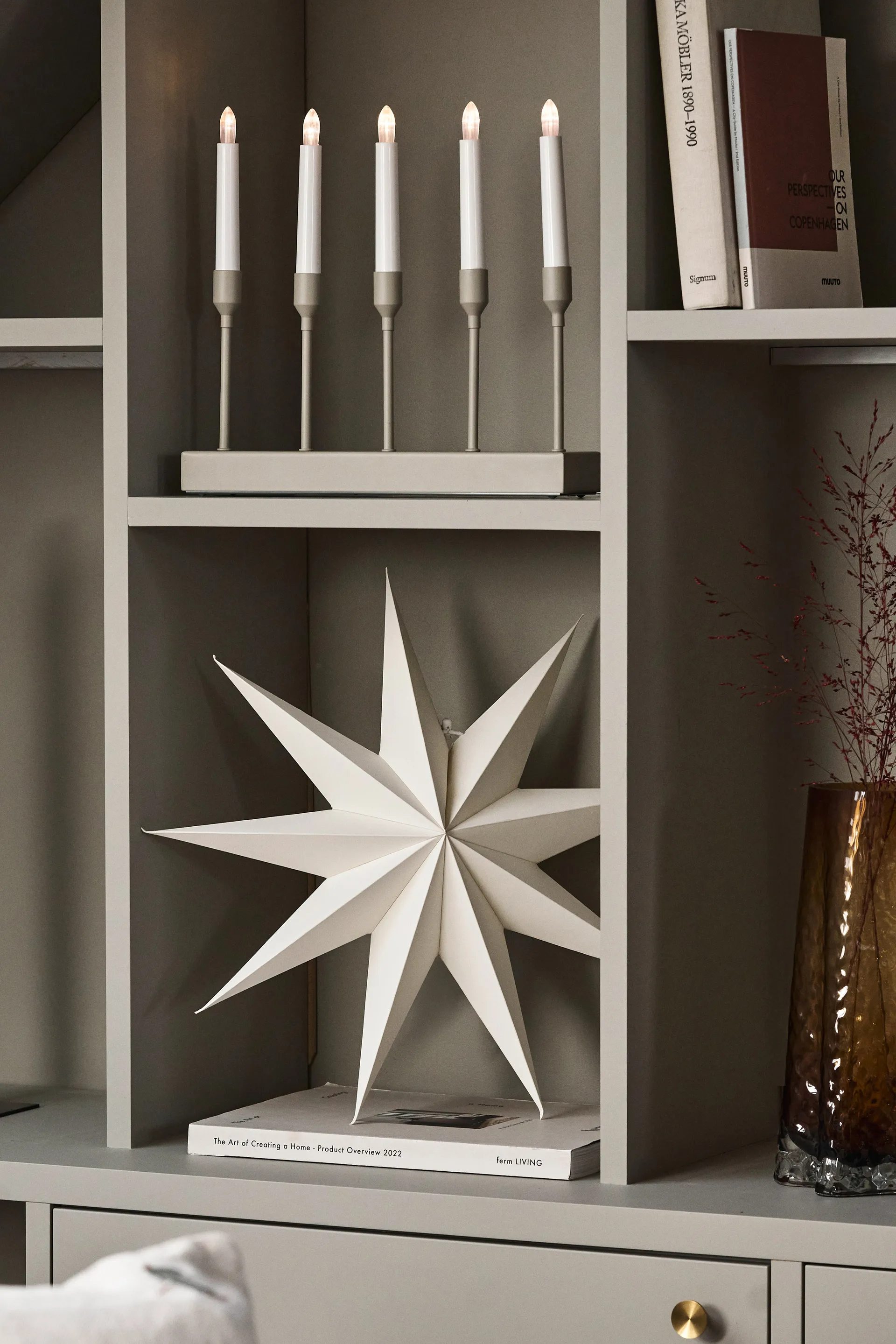 Kindle portabel adventslysestake 30 cm, Beige Scandi Living