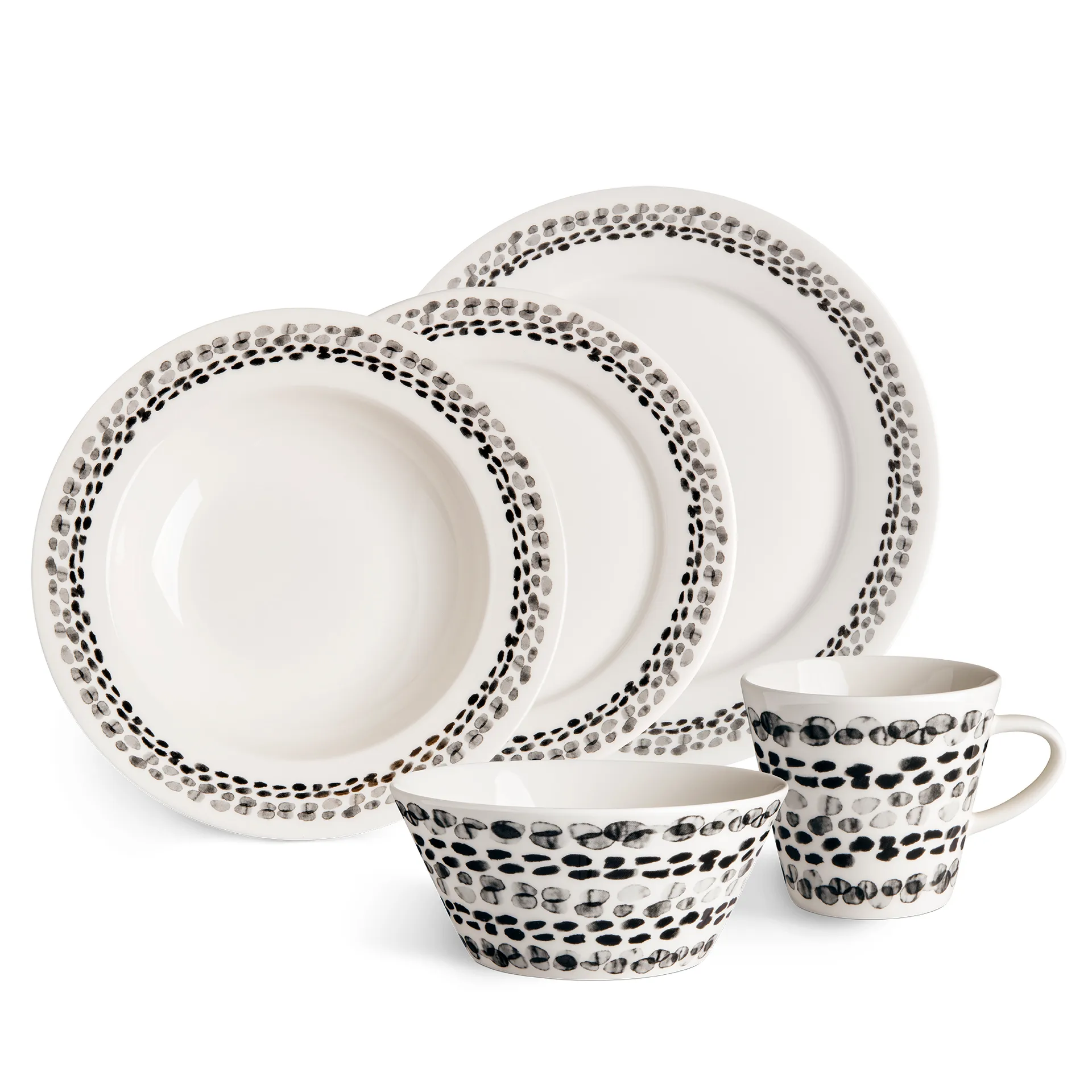 Klappersten tallerken 28 cm 4-stk., svart-hvit Scandi Living