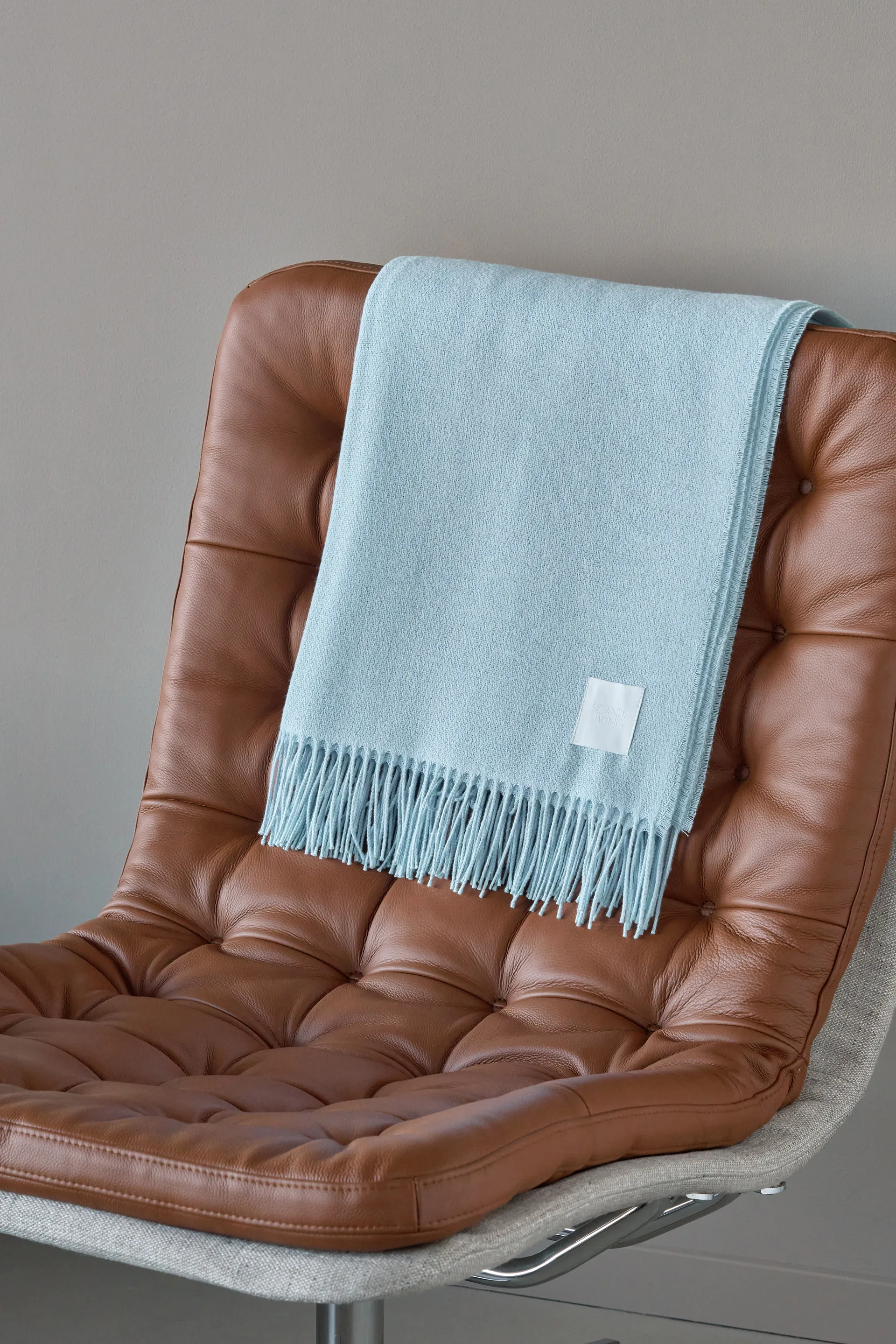 Loom bomullspledd 125x170 cm, Sky blue Scandi Living