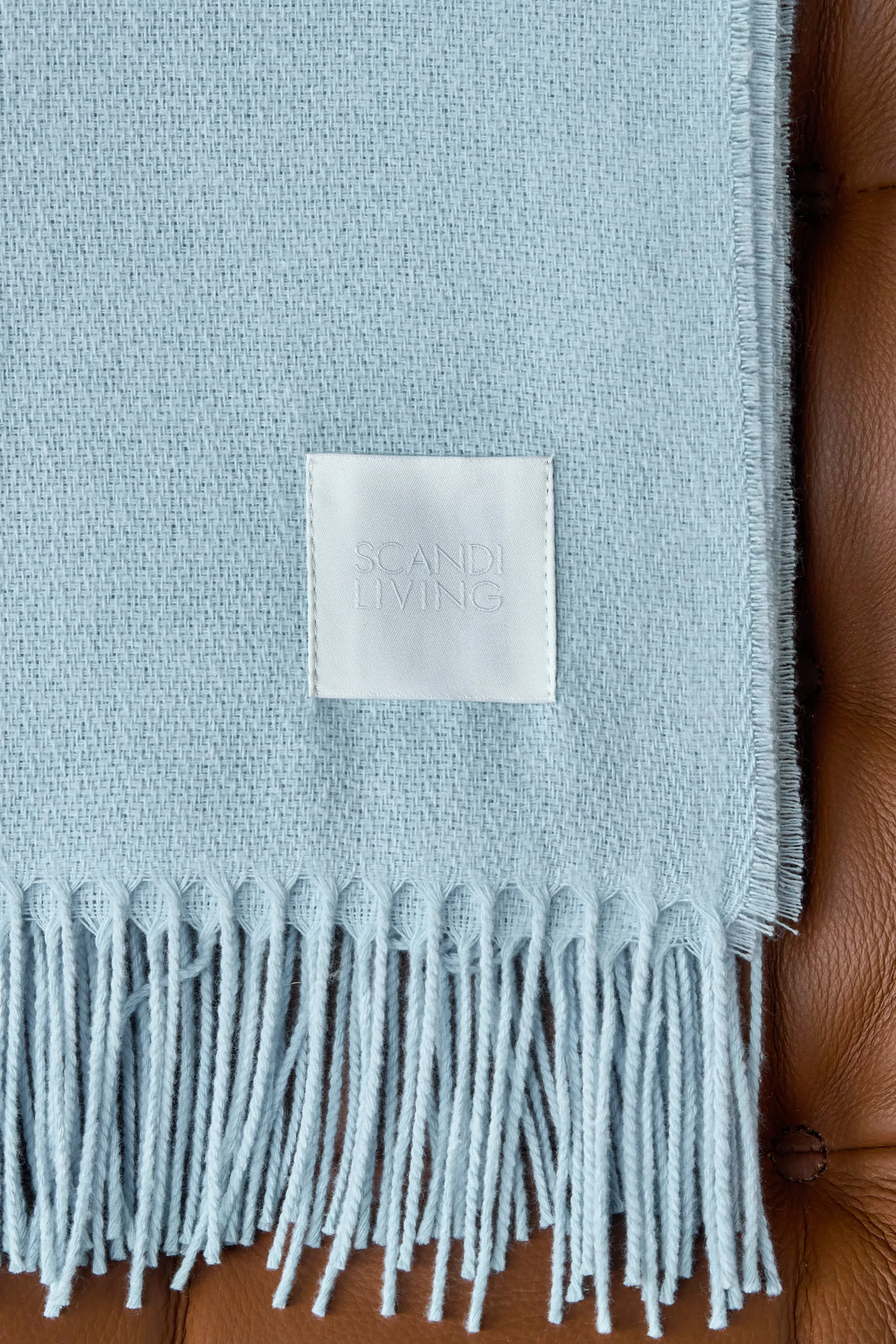 Loom bomullspledd 125x170 cm, Sky blue Scandi Living