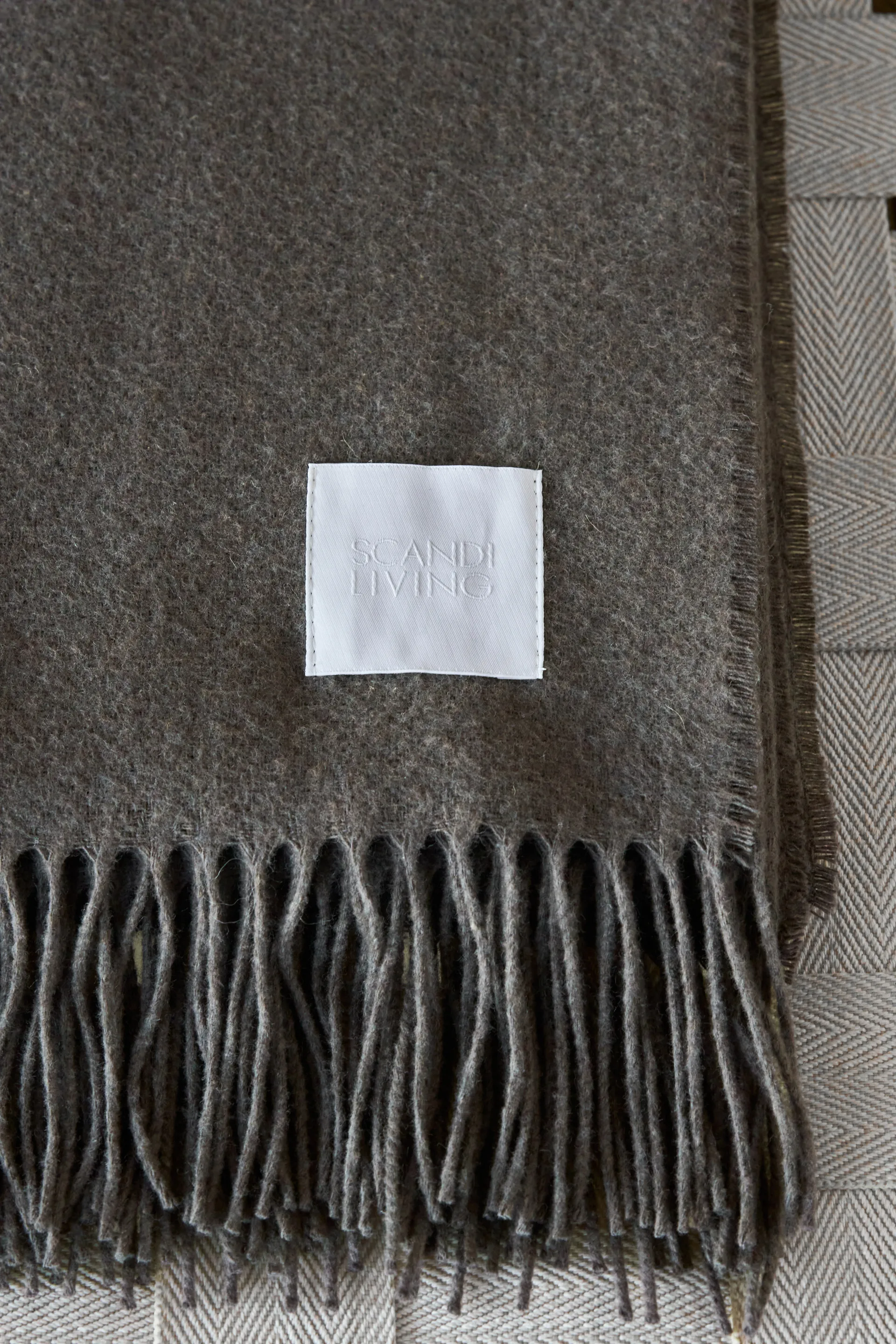Loom bomullspledd 125x170 cm, Taupe Scandi Living
