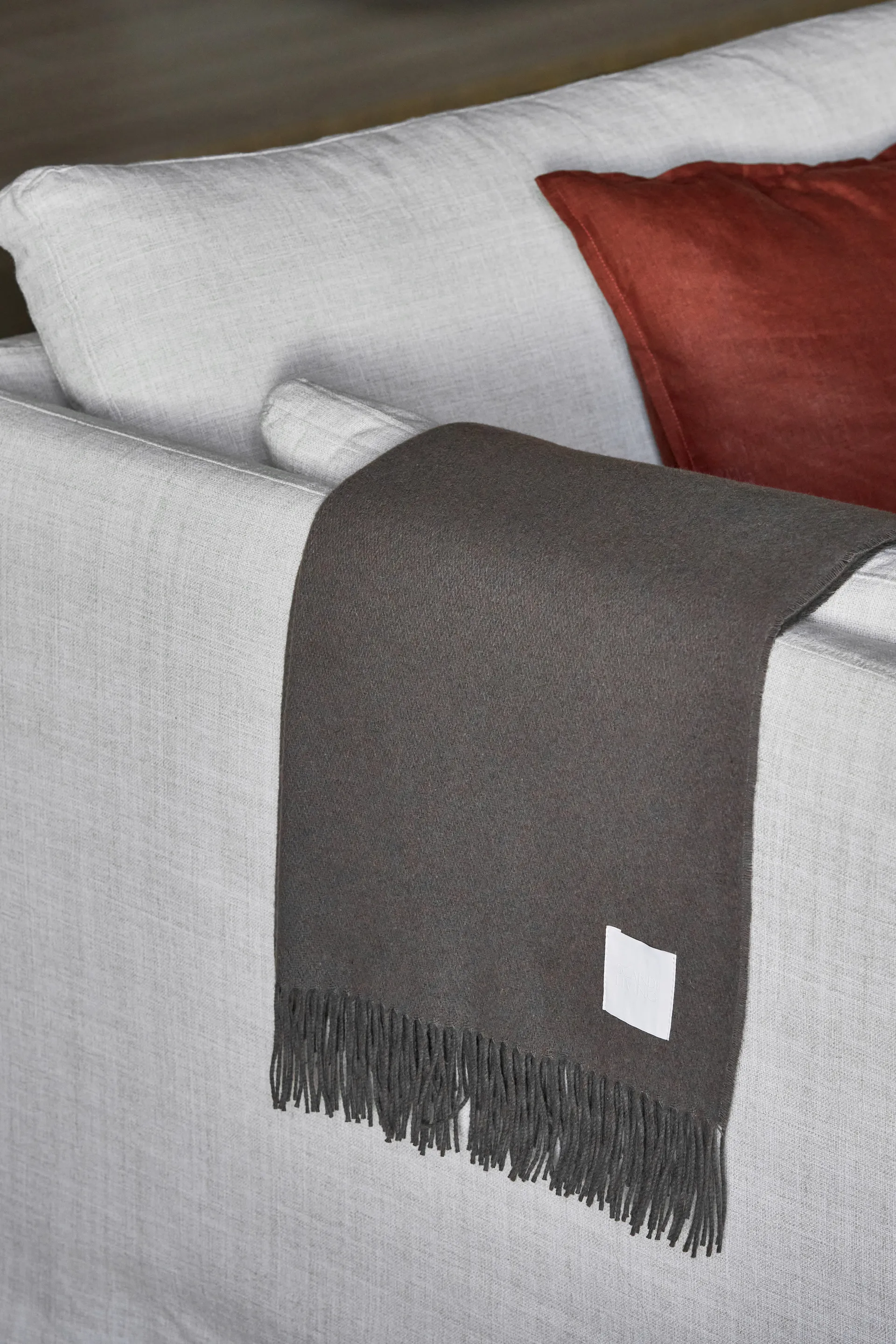 Loom bomullspledd 125x170 cm, Taupe Scandi Living