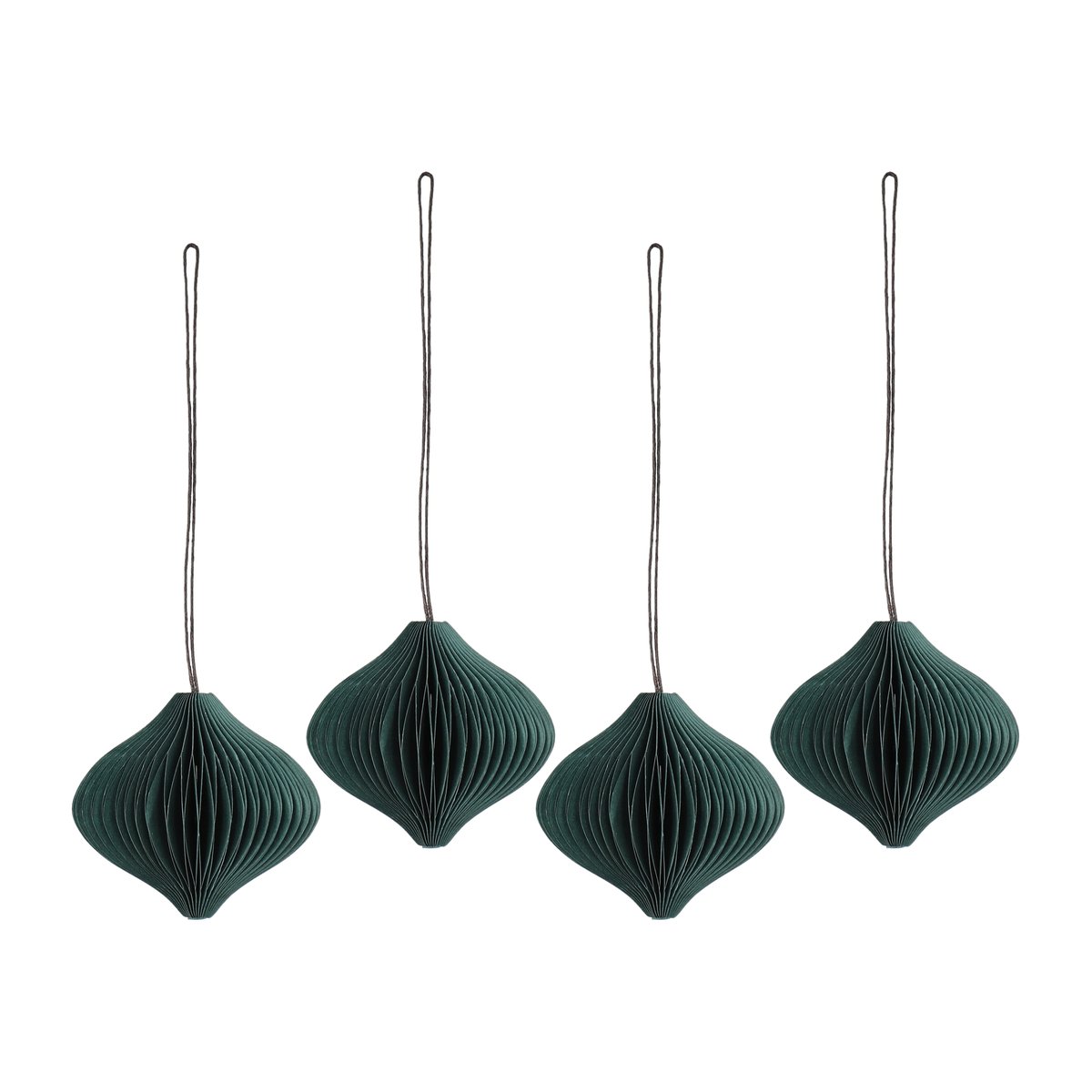 Scandi Living Onion juletrekuler 4-pakning Forest Green