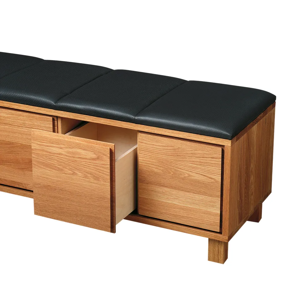 Benk 6, skinn sort, hvitt rammeverk Scherlin