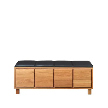 Benk 6 - skinn sort, oljet rammerverk av eik - Scherlin