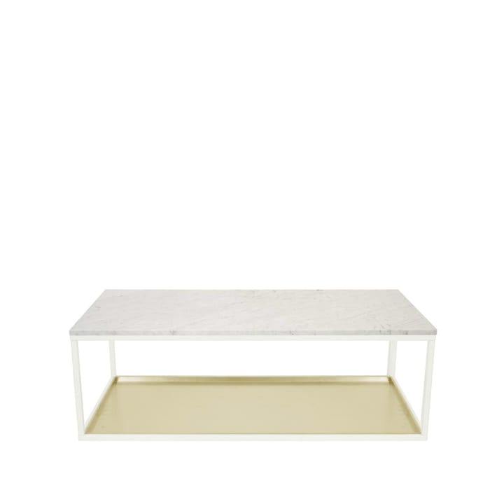 Sofabord 11 - marmor hvit, hvitlakkert stativ, messingbelegg - Scherlin
