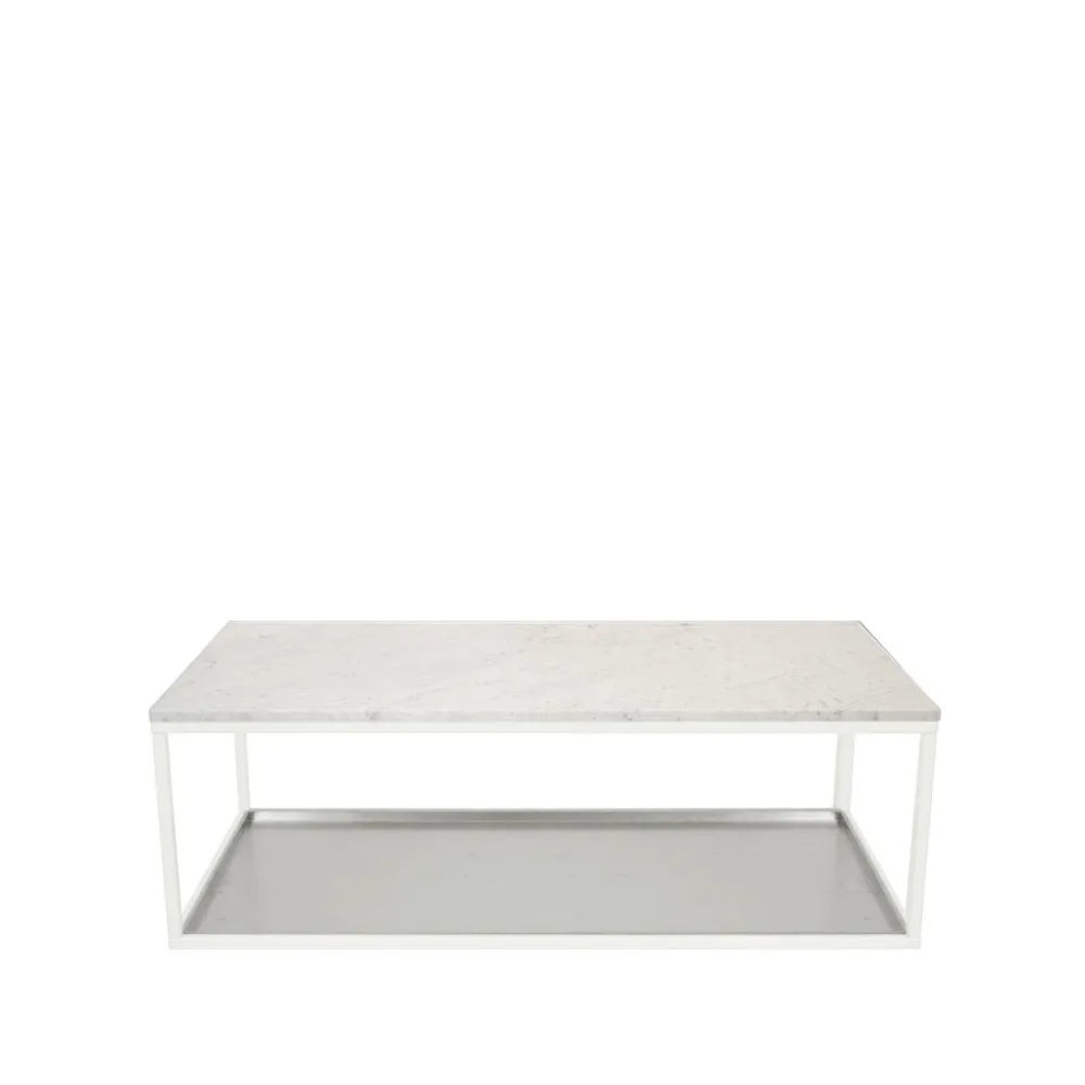 Sofabord 11, marmor hvit, hvitlakkert stativ, sinkbelegg Scherlin