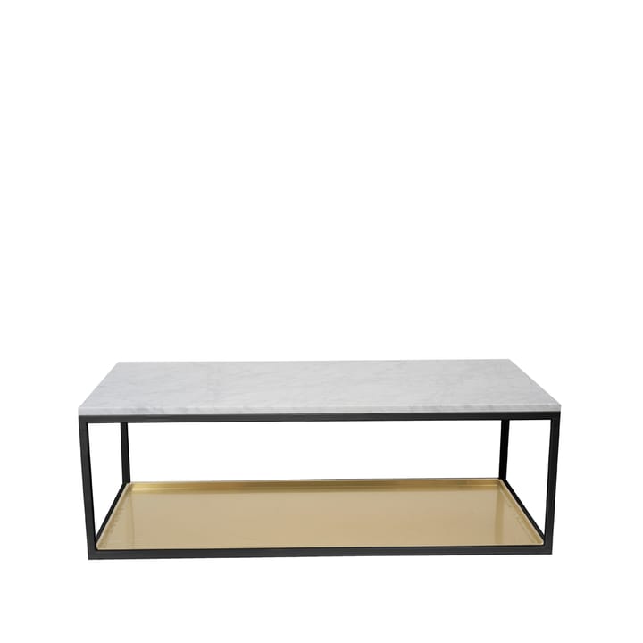 Sofabord 11 - marmor hvit, svartlakkert stativ, messingbelegg - Scherlin