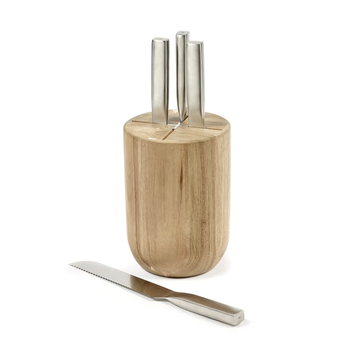 Base knivsett med knivblokk 5 deler - Wood-steel grey - Serax