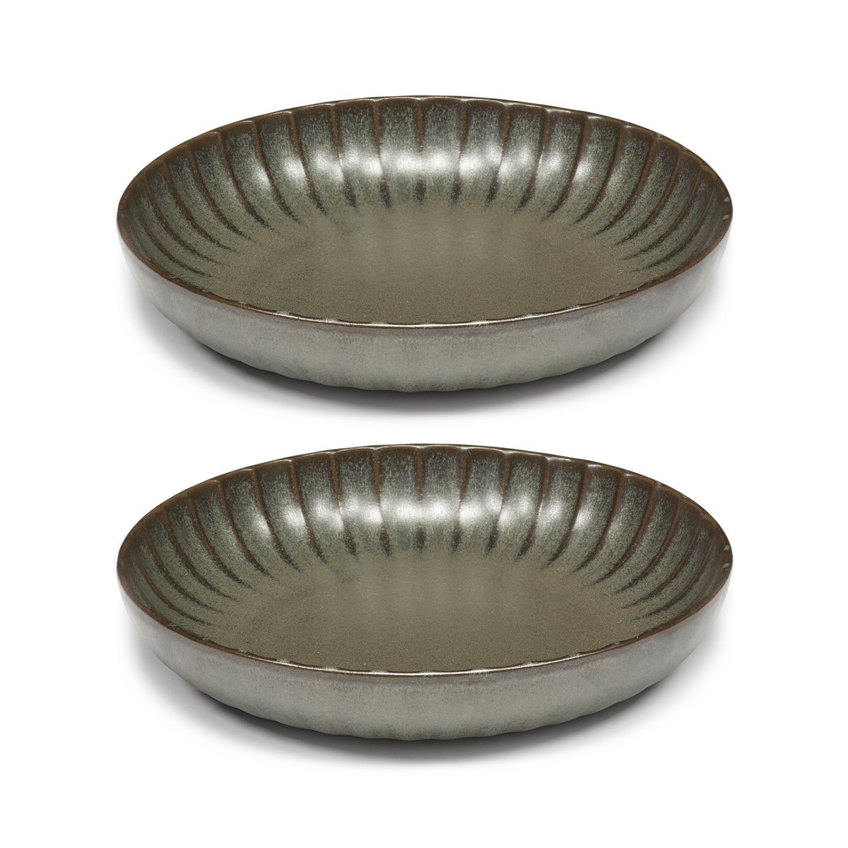 Serax Inku high tallerken L Ø23 cm 2-pakn. Green