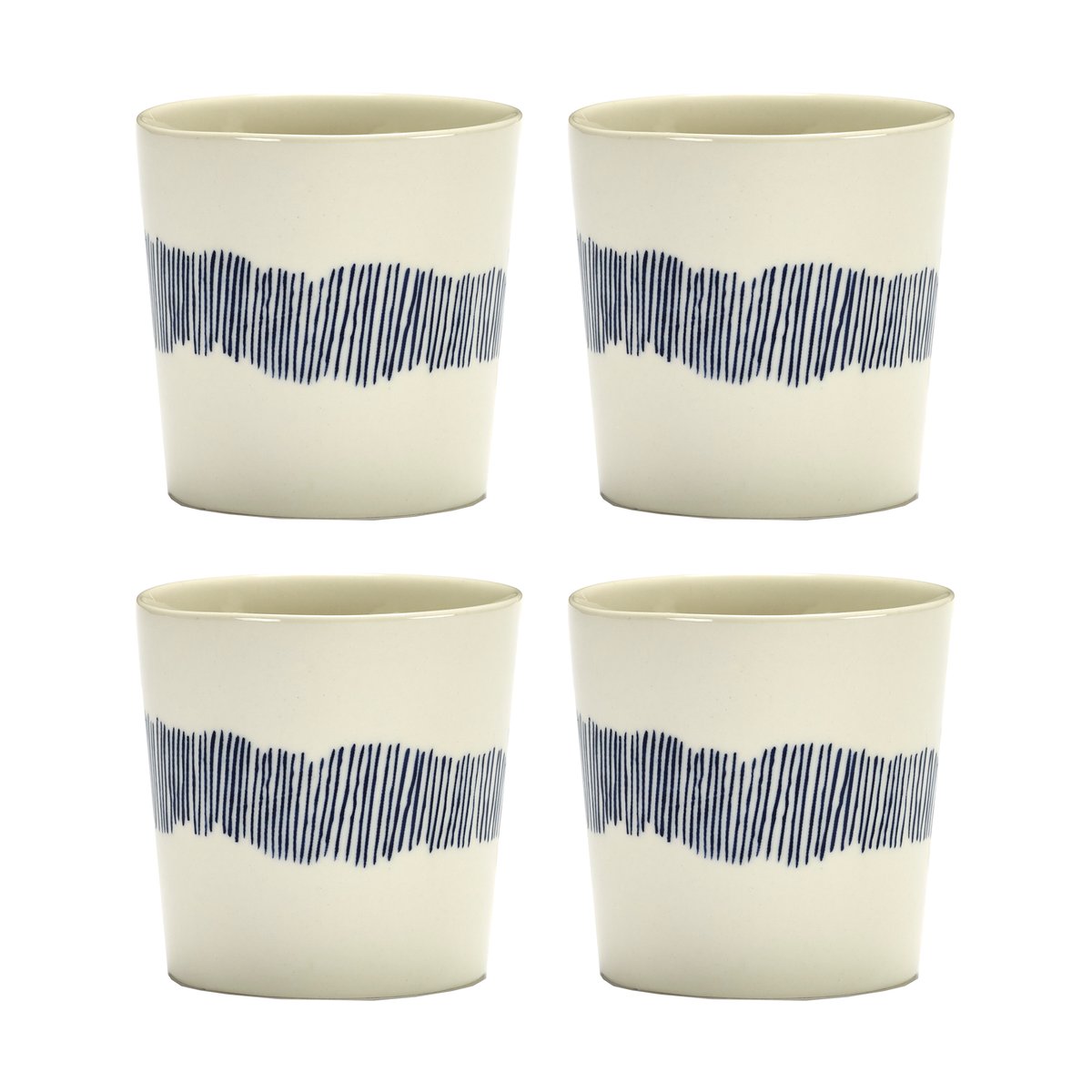 Serax Ottolenghi Feast kaffekopp 25 cl 4-pakning White stripes-blue