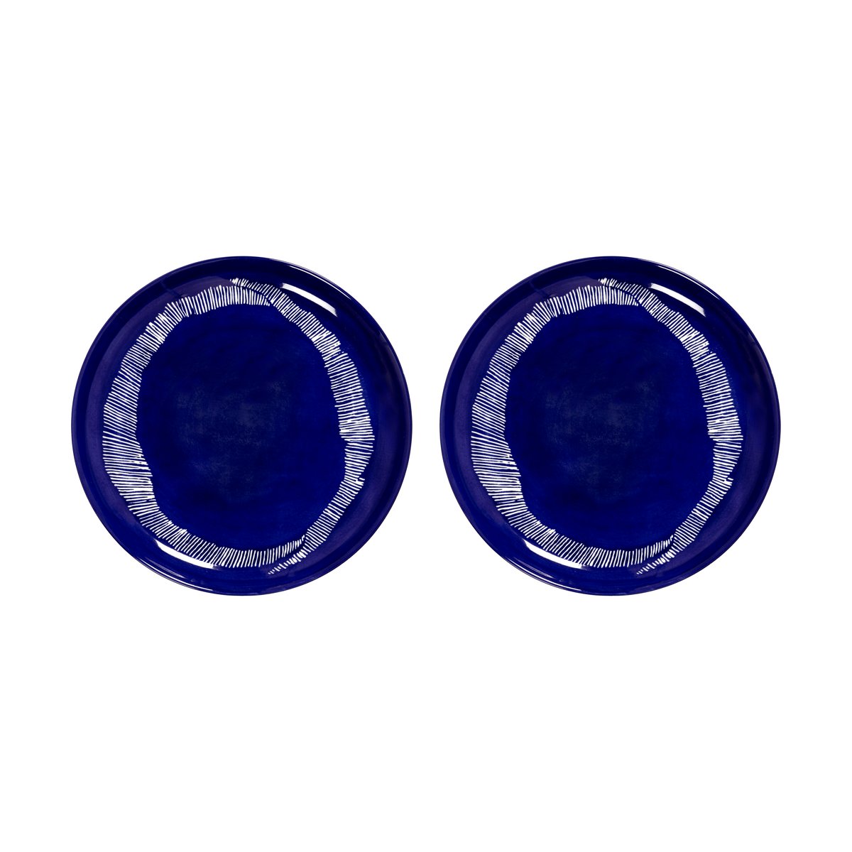 Serax Ottolenghi Feast tallerken M Ø22,5 cm 2-pakning Dark blue stripes-white