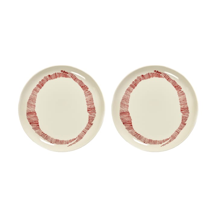 Ottolenghi Feast tallerken M Ø22,5 cm 2-pakning - White stripes-red - Serax