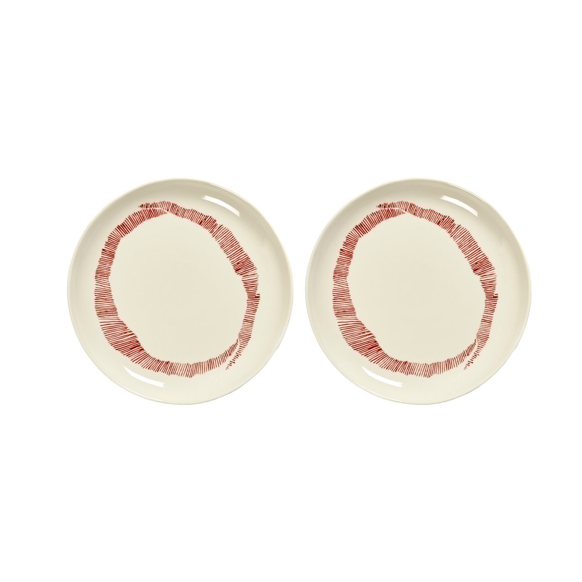Serax Ottolenghi Feast tallerken S Ø19 cm 2-pakning White stripes-red