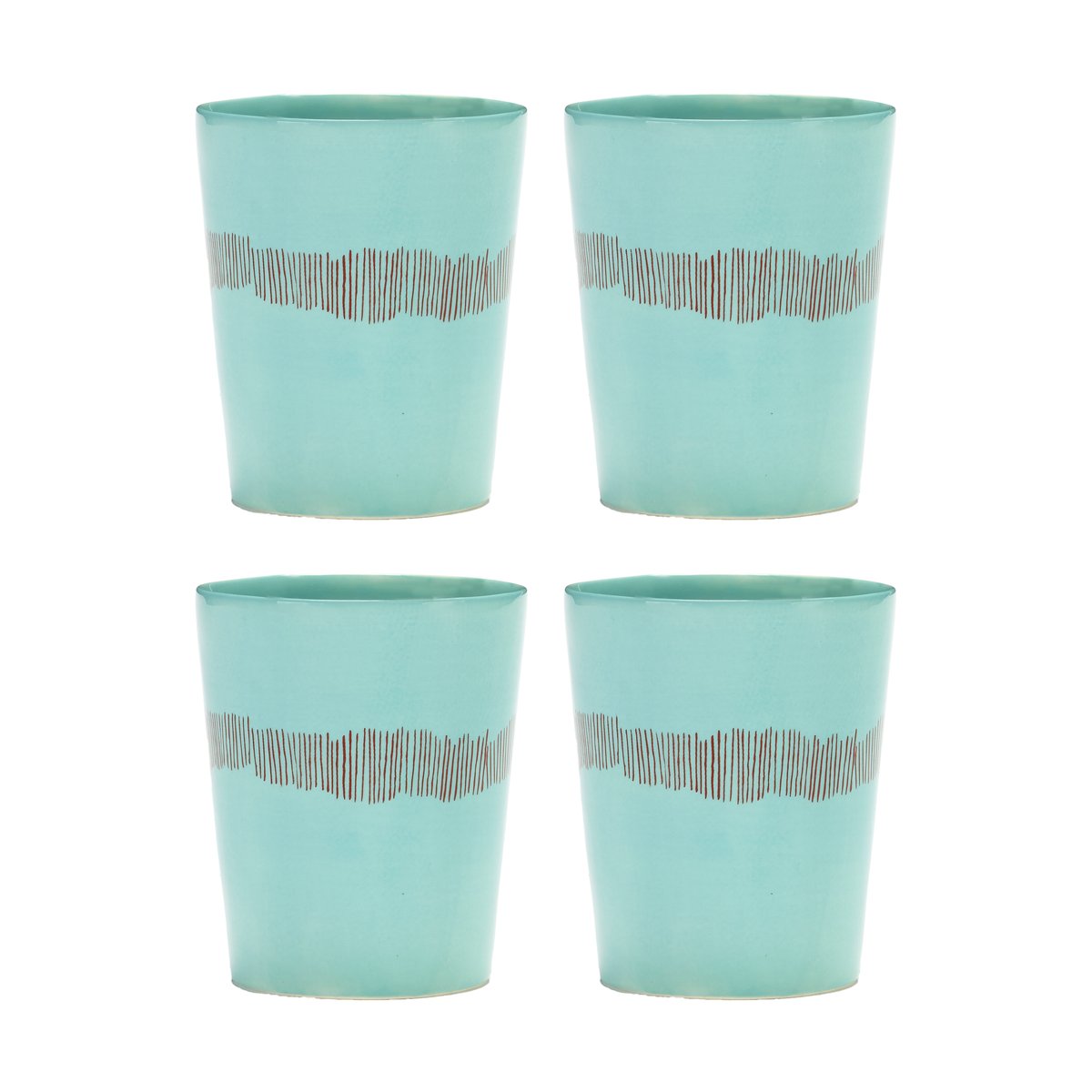 Serax Ottolenghi Feast tekopp 33 cl 4-pakning Azure stripes-red