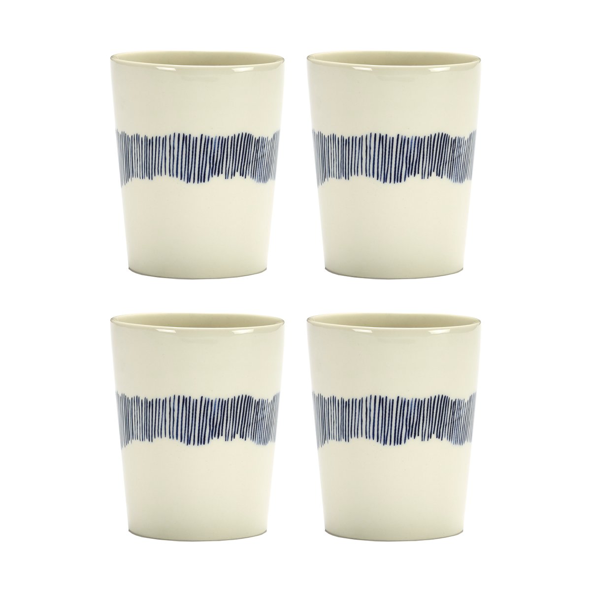Serax Ottolenghi Feast tekopp 33 cl 4-pakning White stripes-blue