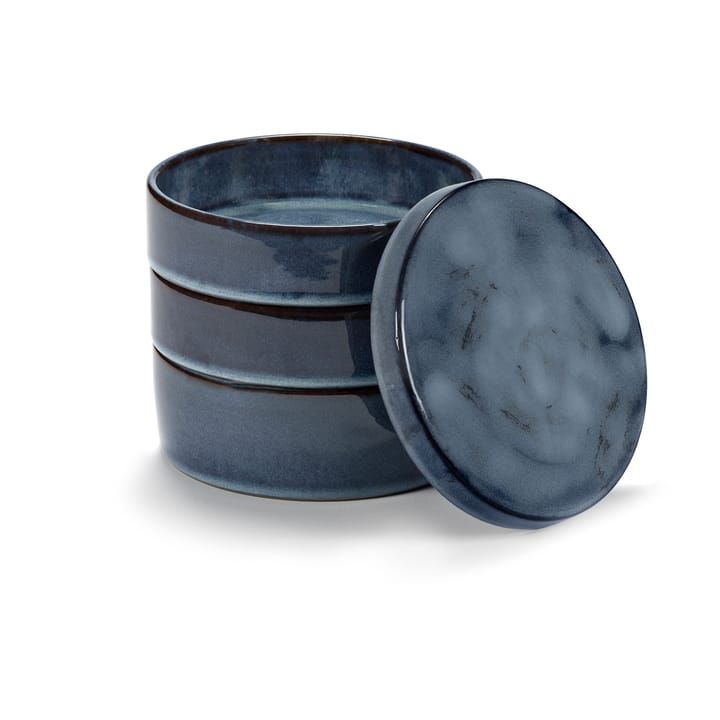 Pure skål 3 deler, kan stables, Ø14 cm - Dark Blue - Serax