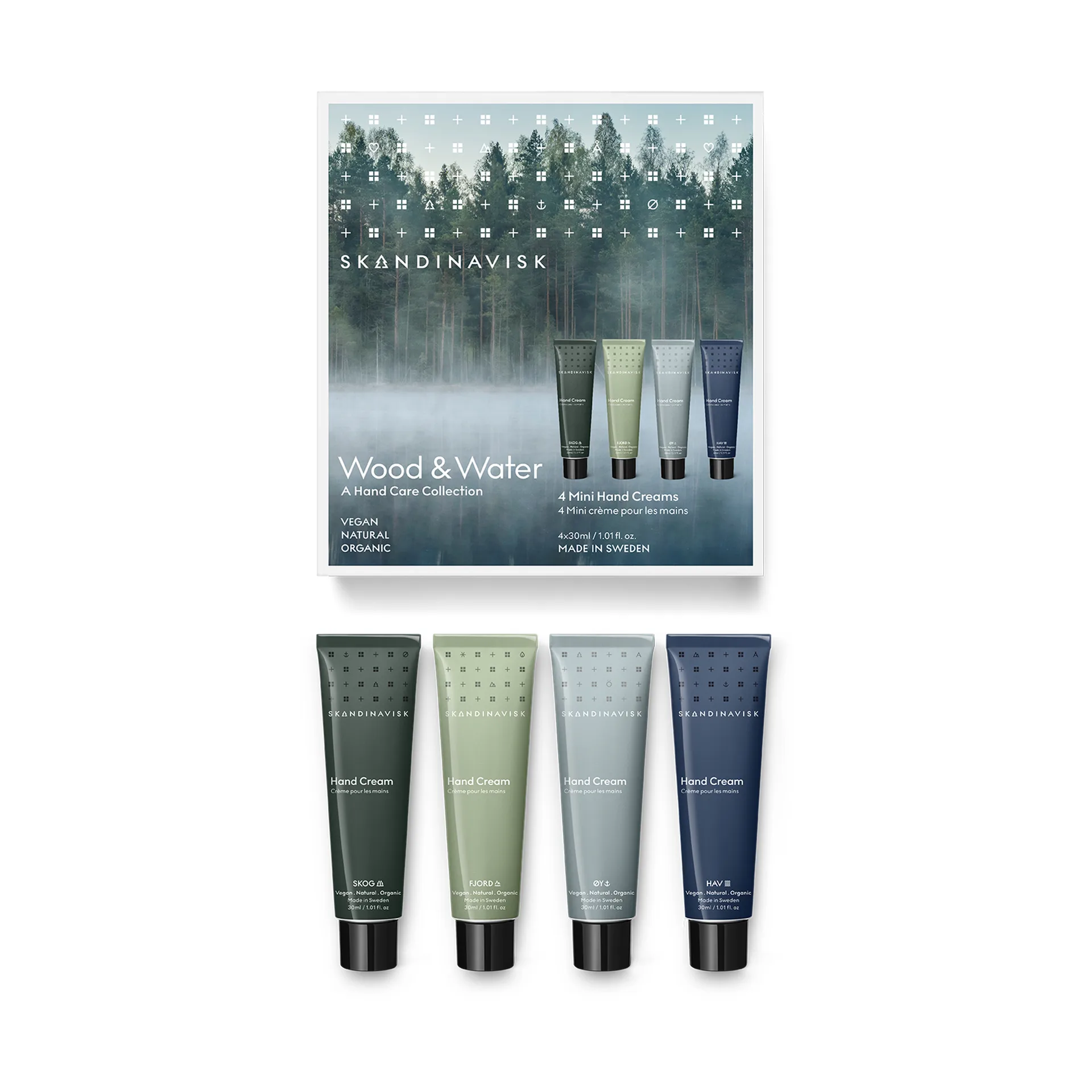 Wood & Water mini håndkrem 4 deler, 30 ml Skandinavisk