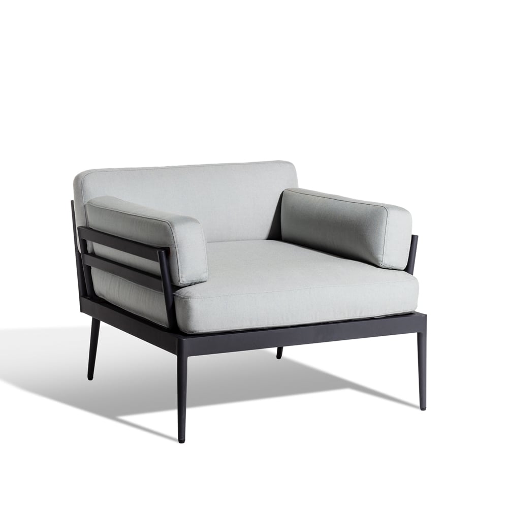 Skargaarden Anholt loungestol Sunbrella Natté Grey Storm-mrkgrå aluminiumsramme