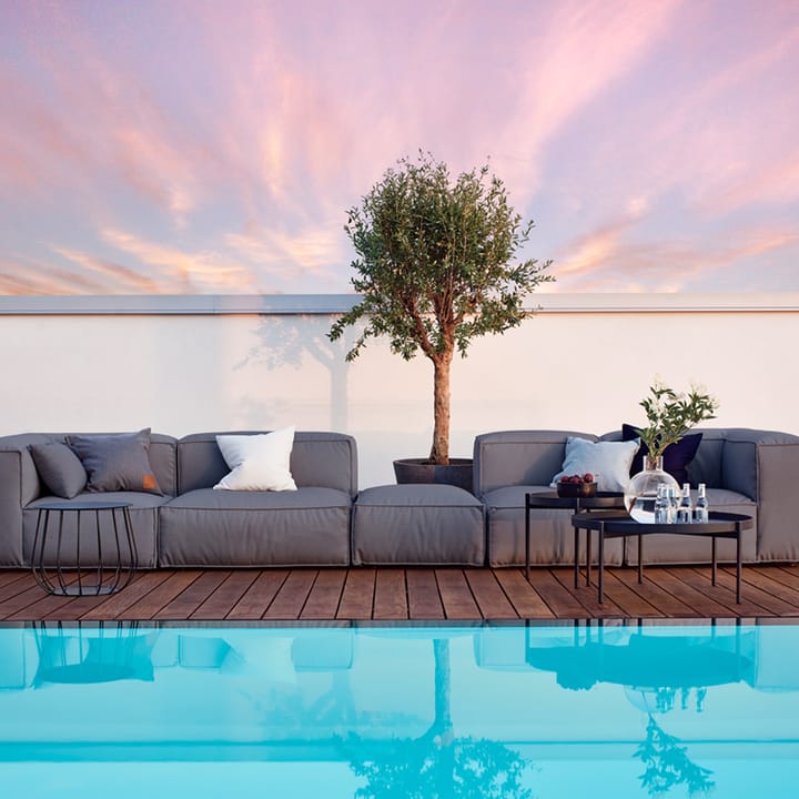 Asker modulsofa, Sunbrella Sling light grey, fotskammel Skargaarden