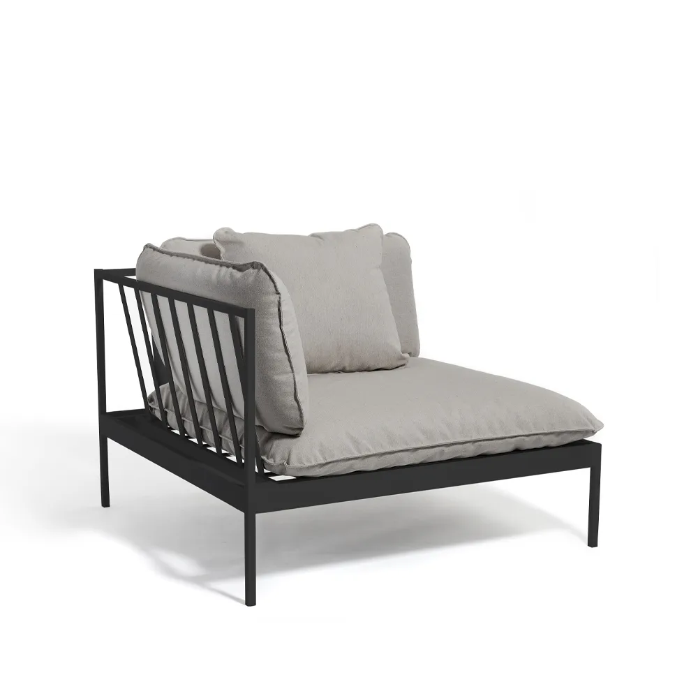 Bönan modulsofa, Fiord 551 beige, hjørnedel, mørkegrå aluminiumsramme Skargaarden