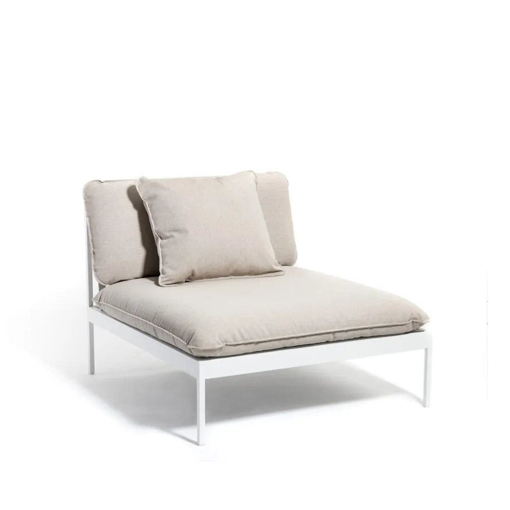 Bönan modulsofa, Sunbrella Ashe light grey, 1-seter, lysegrå aluminiumsramme Skargaarden