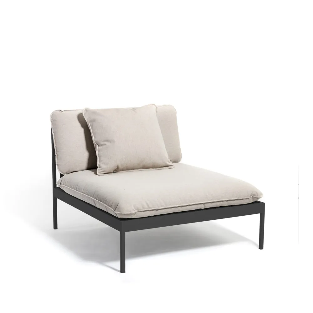 Bönan modulsofa, Sunbrella Ashe light grey, 1-seter, mørkegrå aluminiumsramme Skargaarden