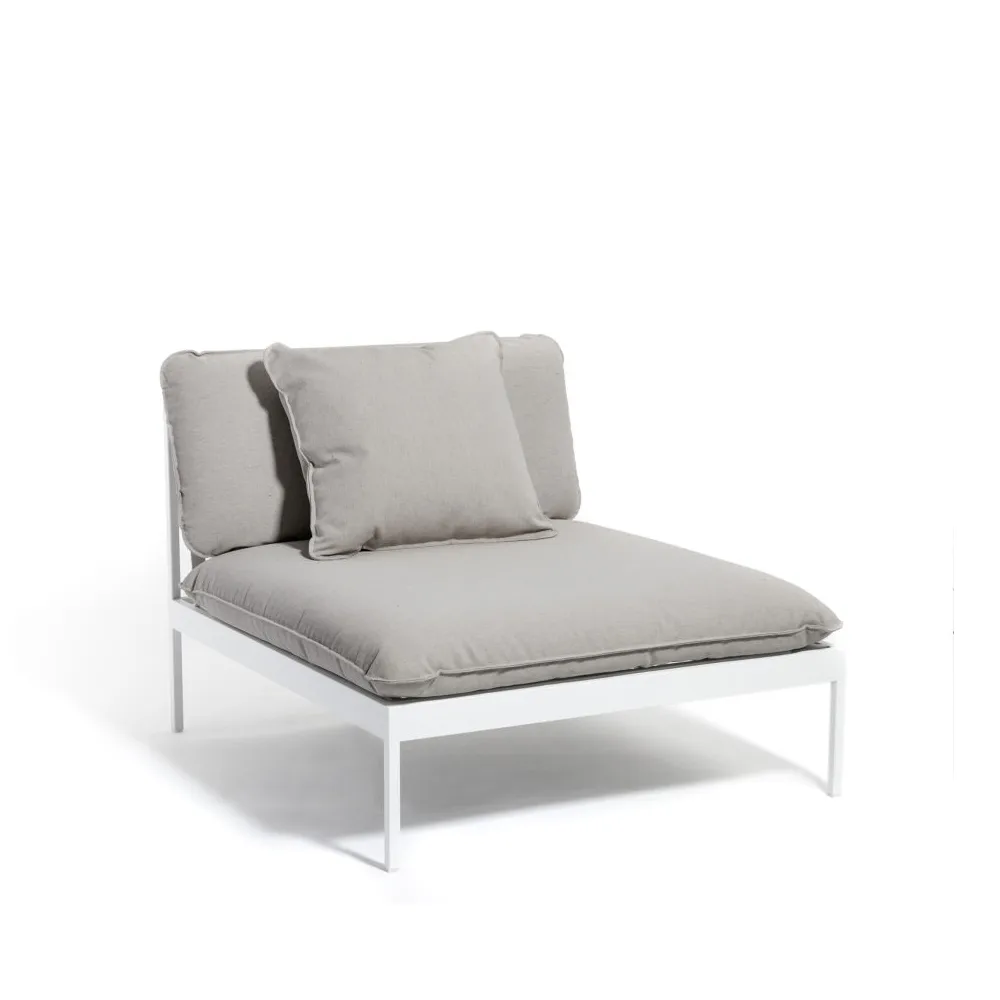 Bönan modulsofa, Sunbrella Sling light grey, 1-seter, lysegrå aluminiumsramme Skargaarden