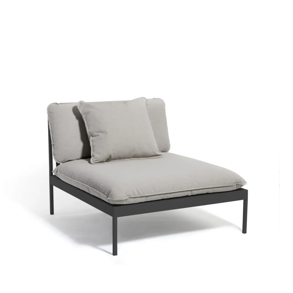 Bönan modulsofa, Sunbrella Sling light grey, 1-seter, mørkegrå aluminiumsramme Skargaarden