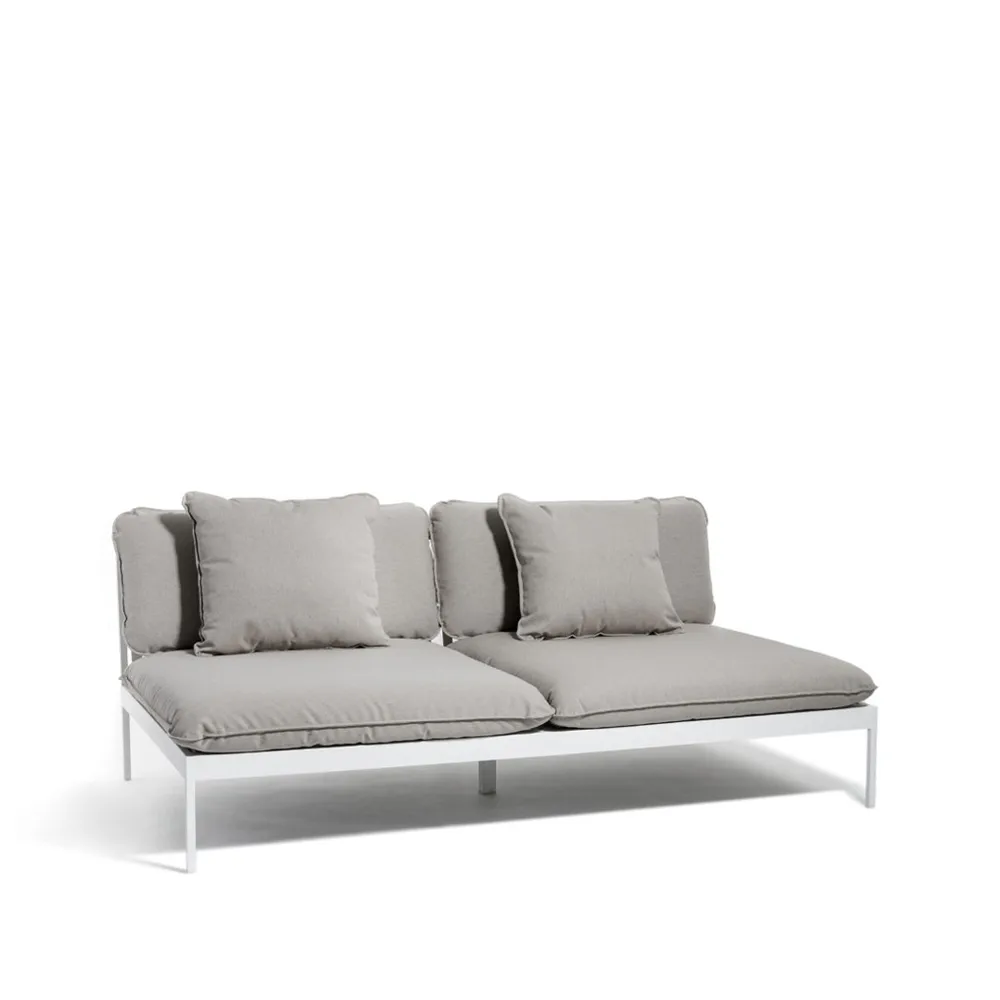 Bönan modulsofa, Sunbrella Sling light grey, 2-seter, lysegrå aluminiumsramme Skargaarden