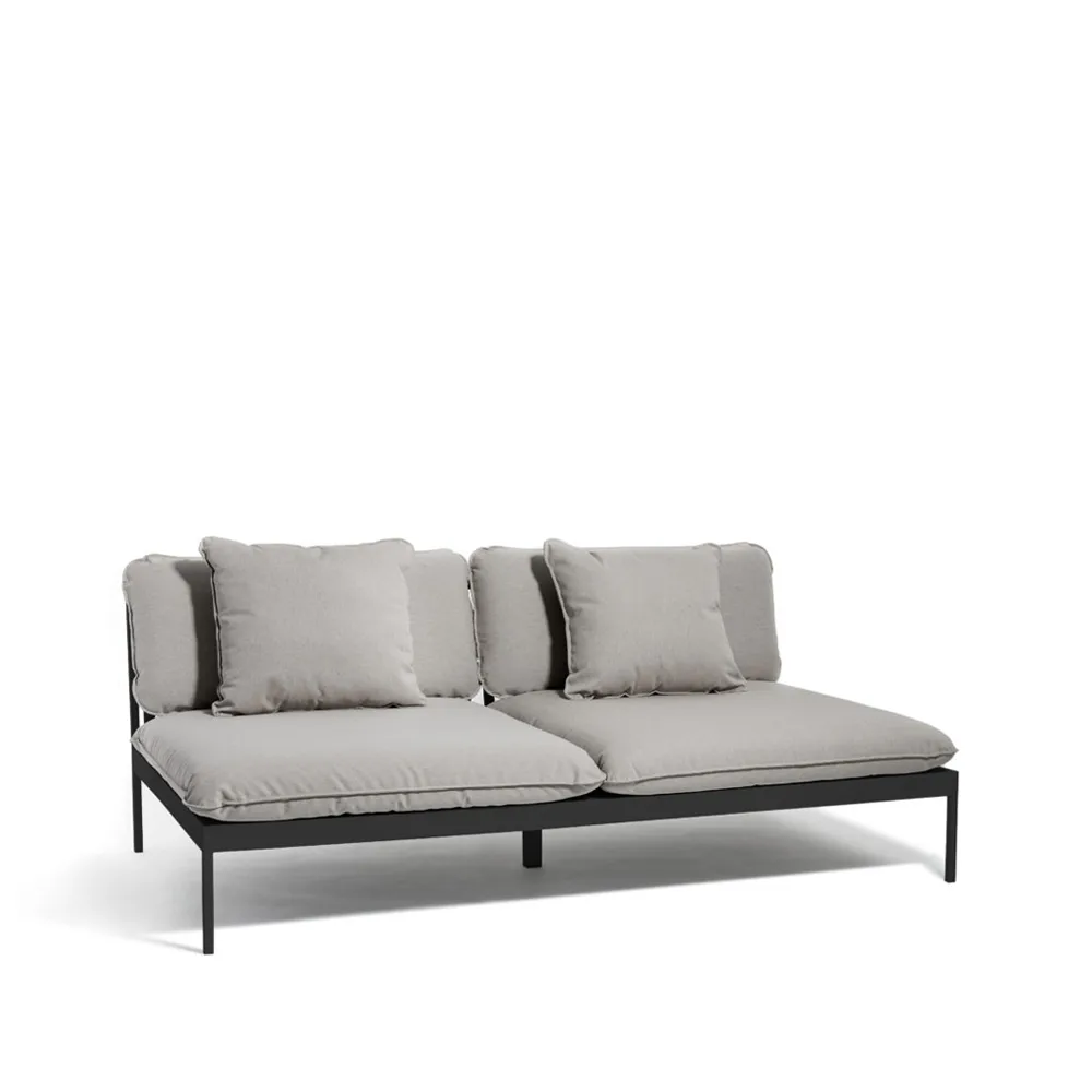 Bönan modulsofa, Sunbrella Sling light grey, 2-seter, mørkegrå aluminiumsramme Skargaarden