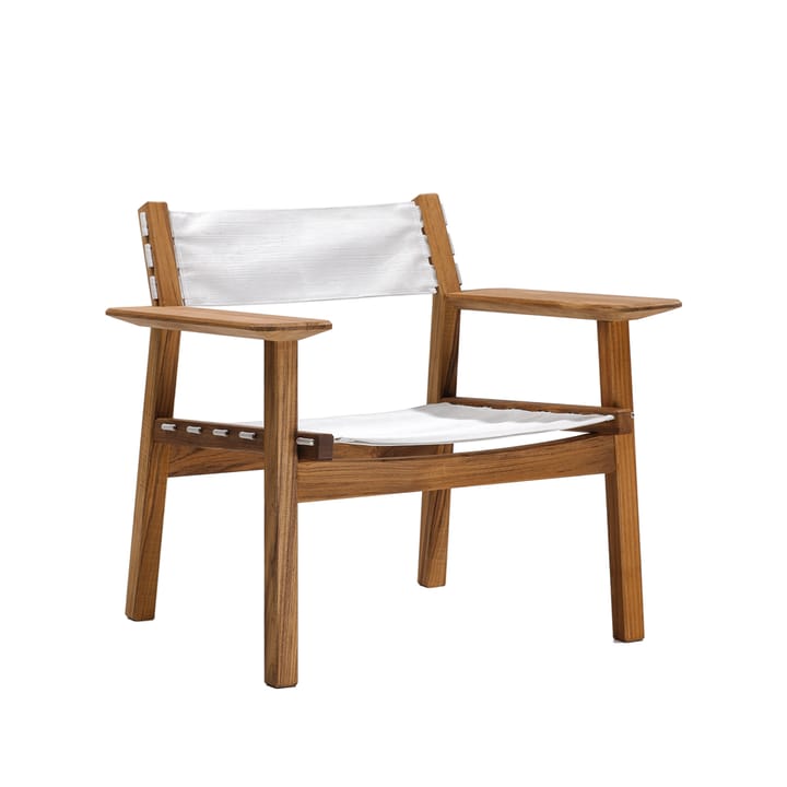 Djurö loungestol - Batyline white, teak - Skargaarden