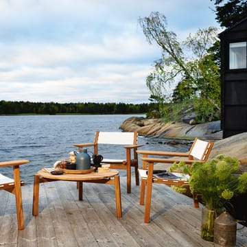 Djurö loungestol - Batyline white, teak - Skargaarden