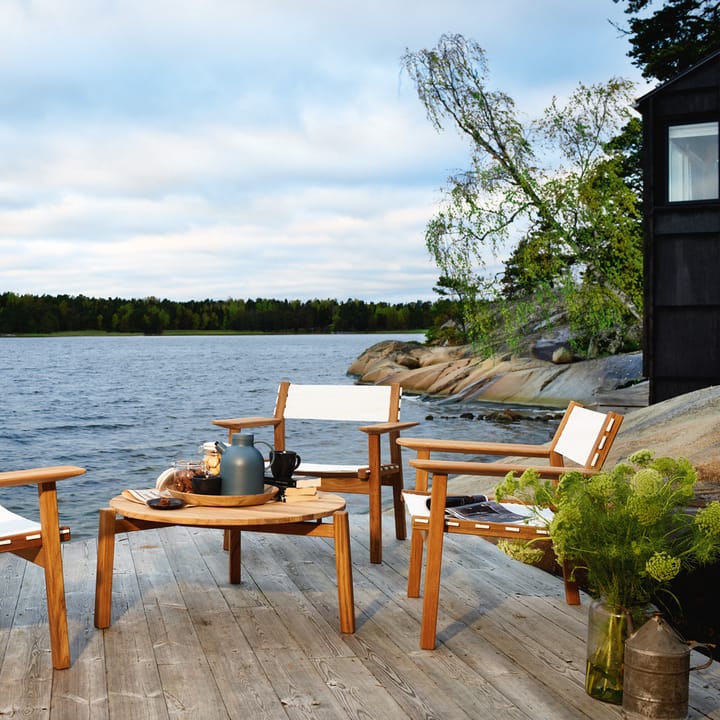 Djurö loungestol, Batyline white, teak Skargaarden