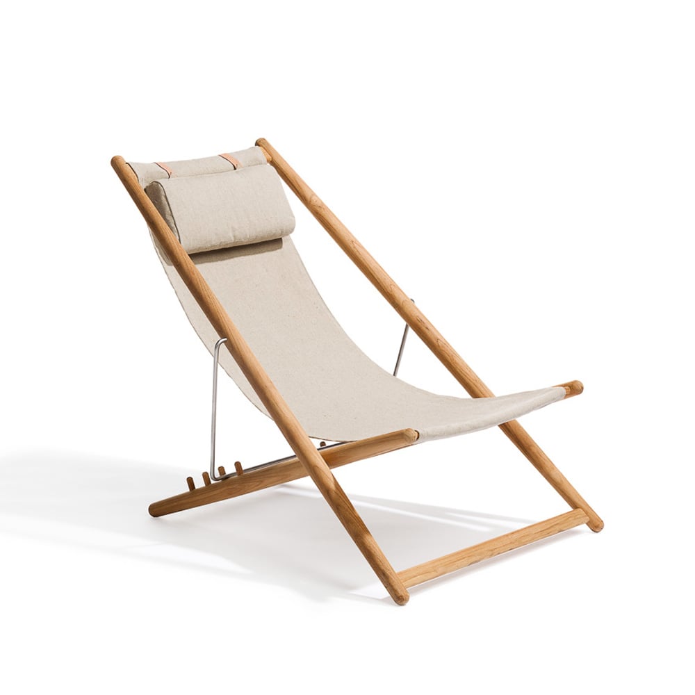 Skargaarden H55 hvilestol teak Sunbrella Heritage Ash light grey