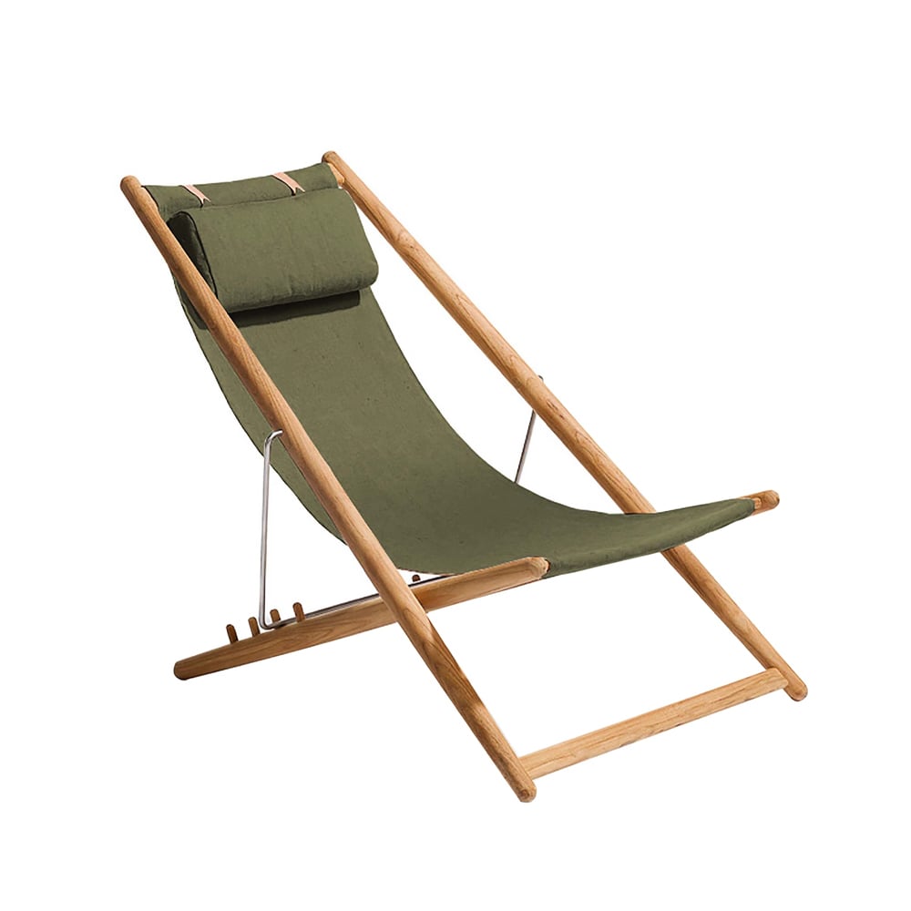 Skargaarden H55 hvilestol teak Sunbrella Heritage Leaf green