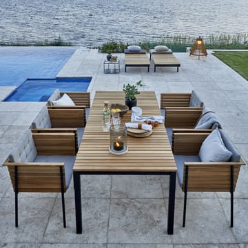 Häringe spisebord - Teak, medium, svart stålstativ - Skargaarden