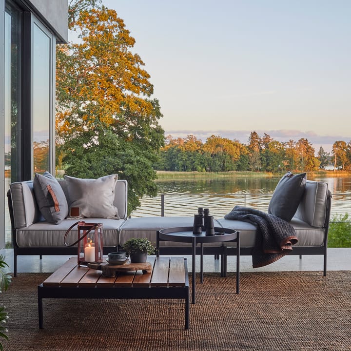 Lidö modulsofa, Sunbrella Deave silver grey, midtdel, mørkegrå aluminiumsramme Skargaarden