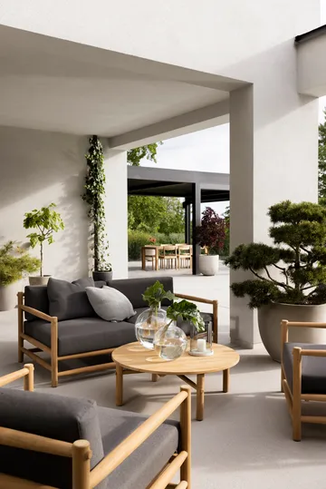 Saltholm sofa teak - gråbrun pute - Skargaarden