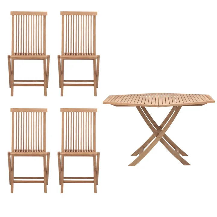 Viken Utegruppe - 1 bord og 4 stoler - teak - Skargaarden