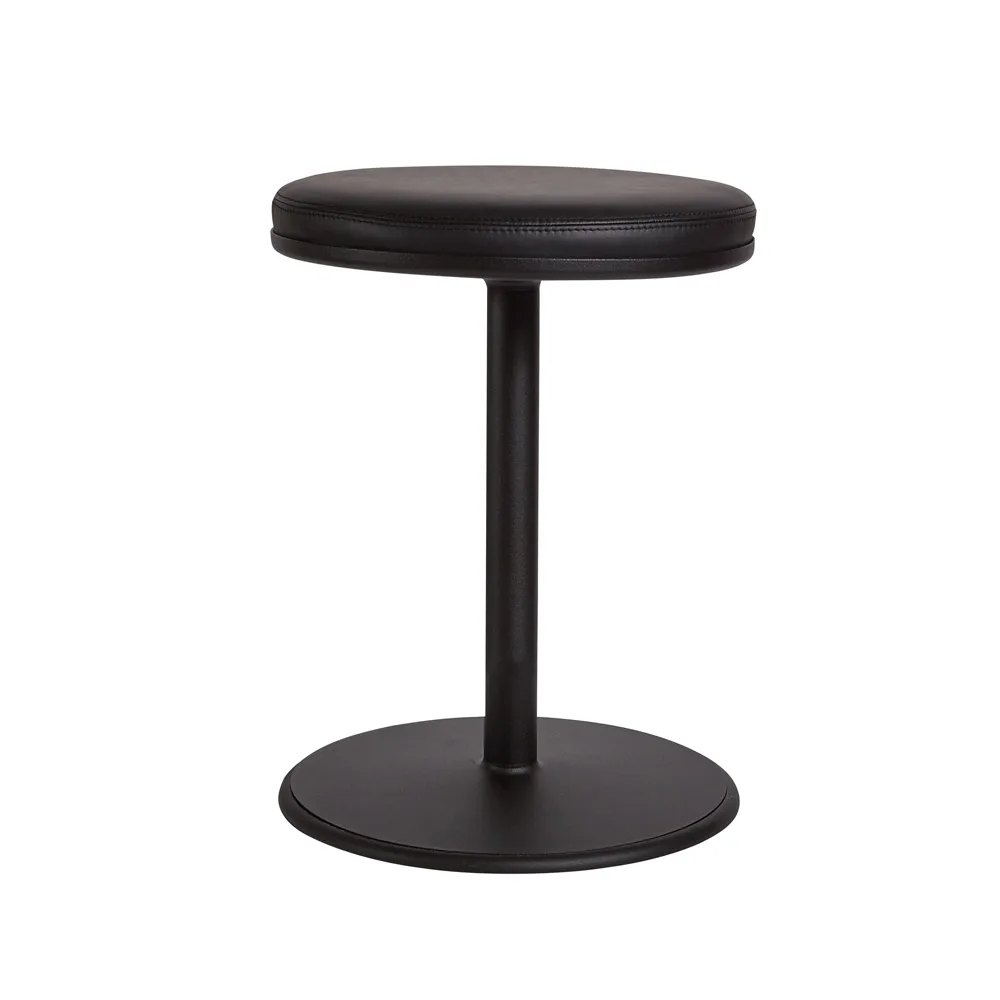 Orbit rund krakk, Sort, sort skinn, Ø36x54 cm SMD Design