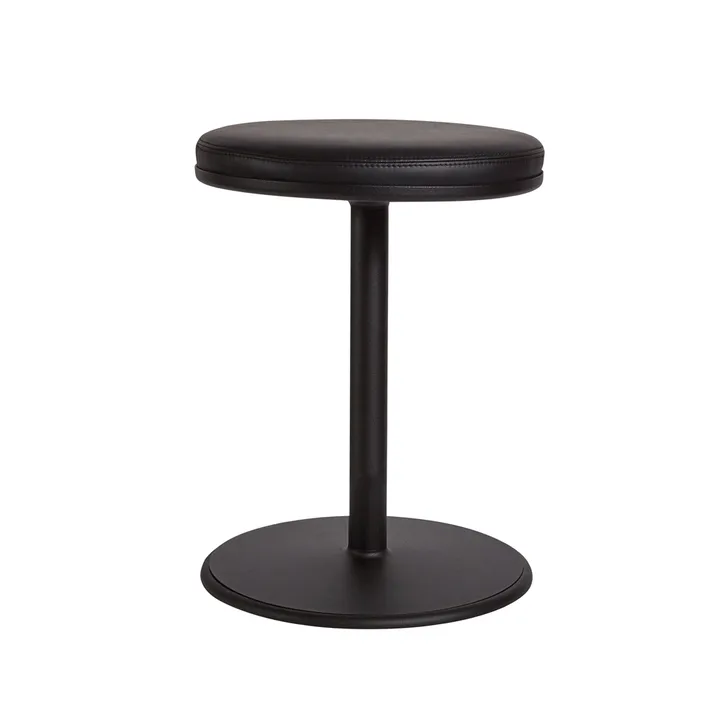 Orbit rund krakk - Sort, sort skinn, Ø36x54 cm - SMD Design